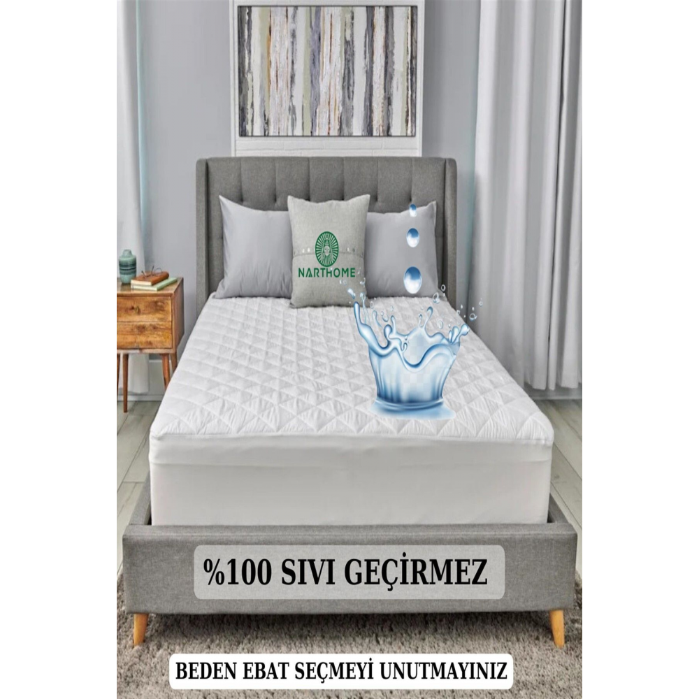 Kapitone Fitted %100 Su Sıvı Geçirmez Pamuk Alez Yatak Koruyucu Kapitoneli Yatak Alezi 9 Ebat