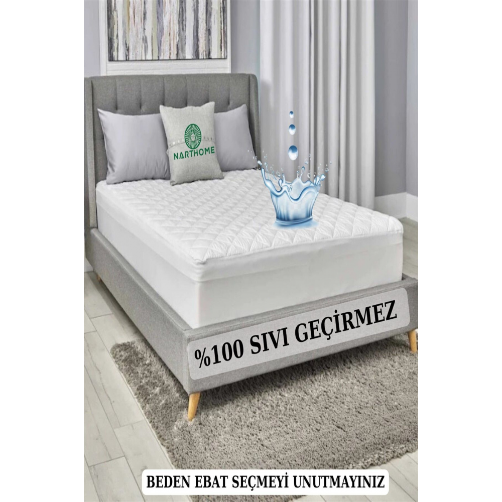 Kapitone Fitted %100 Su Sıvı Geçirmez Pamuk Alez Yatak Koruyucu Kapitoneli Yatak Alezi 9 Ebat