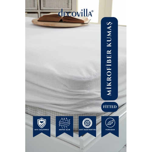 Micro Fitted Full Kenar Su Sıvı Geçirmez Yatak Koruyucu Alez Çarşaf Beyaz