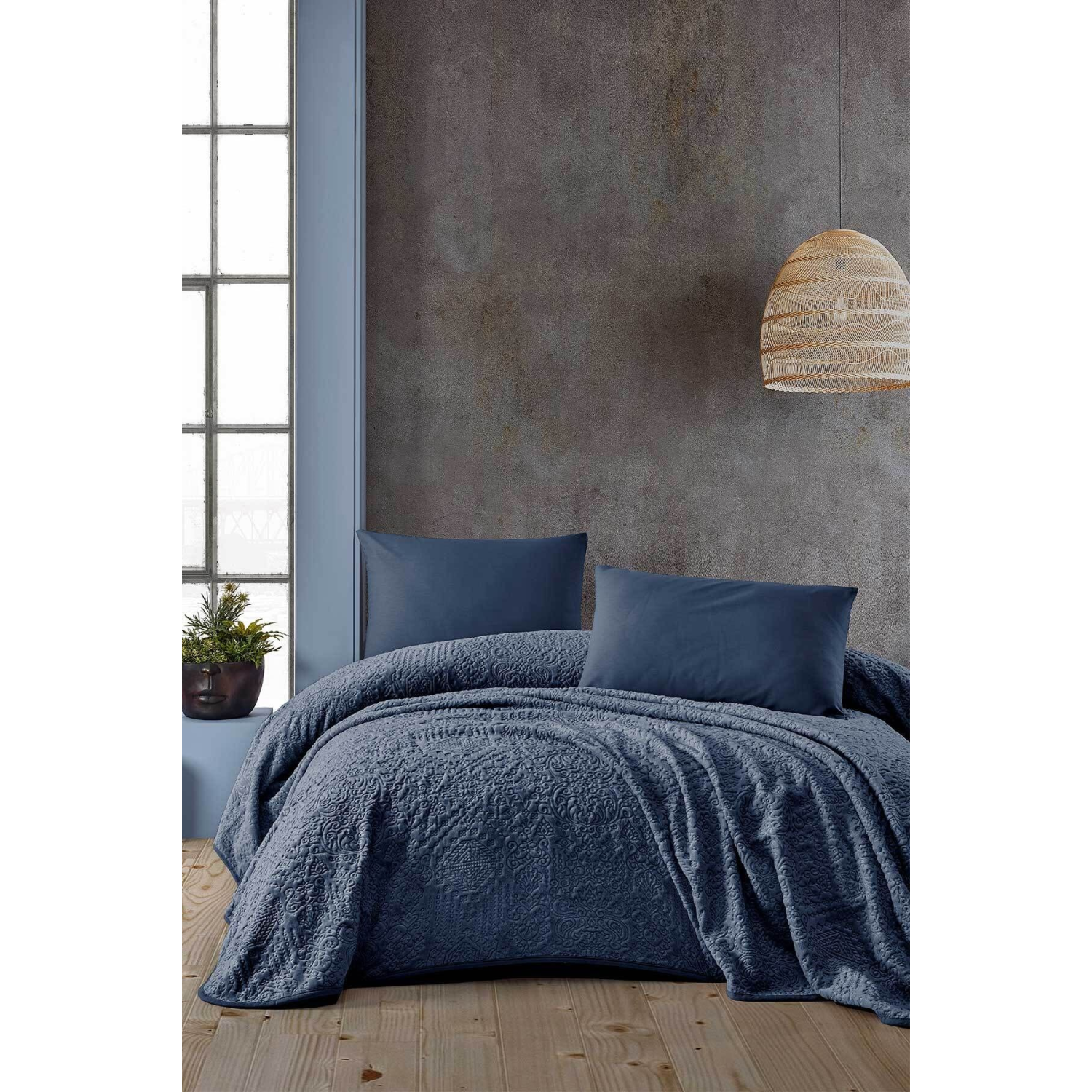 Embos Battaniye Çift Kişilik Lacivert 220x240cm