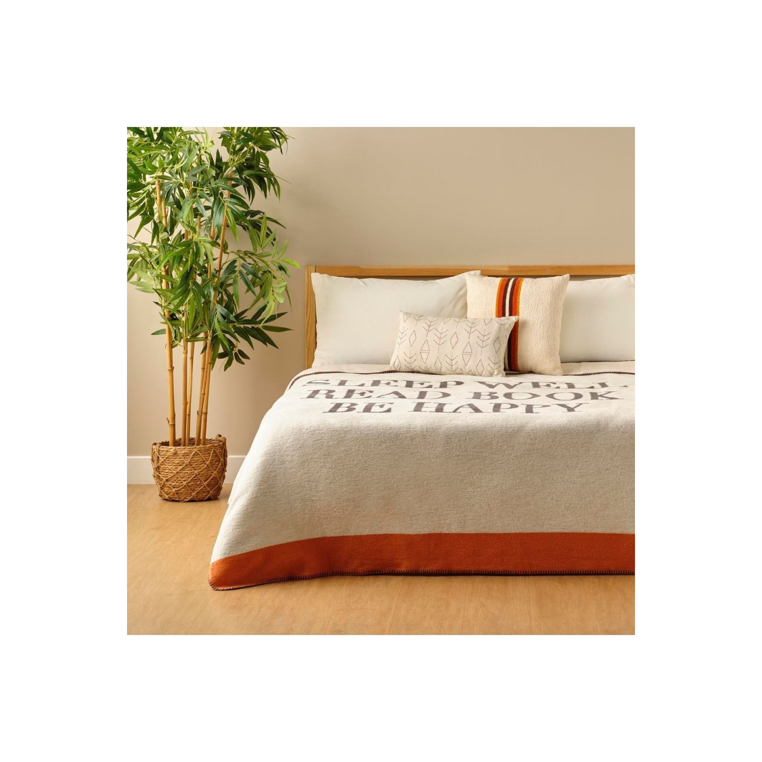 Book Lovers Pamuklu Çift Kişilik Battaniye Antrasit (180x220 cm)