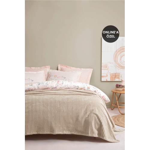 Holly Wellsoft Çift Kişilik Battaniye - Ekru