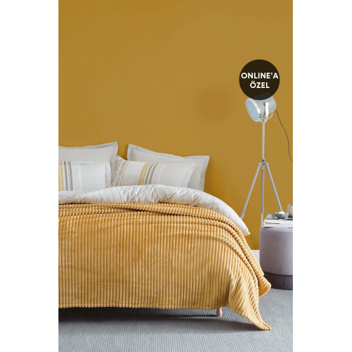 Holly Wellsoft Çift Kişilik Battaniye - Hardal