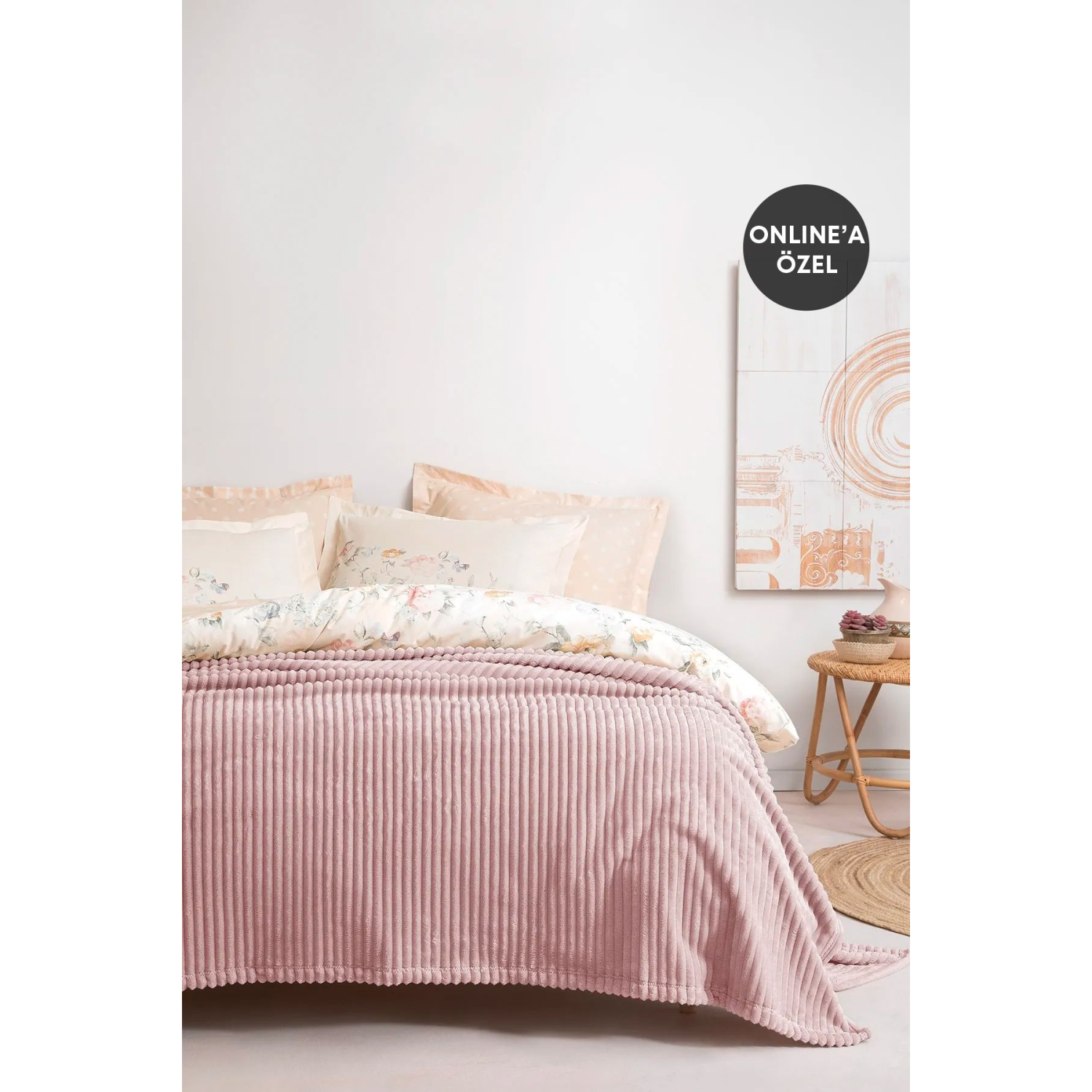 Holly Wellsoft Çift Kişilik Battaniye Pudra