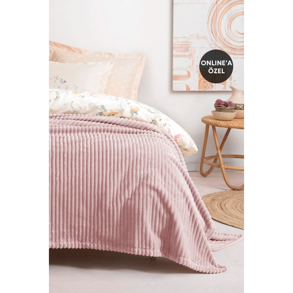 Holly Wellsoft Çift Kişilik Battaniye Pudra