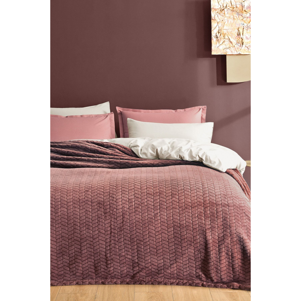 Joy Çift Kişilik Wellsoft Battaniye - Gül Kurusu