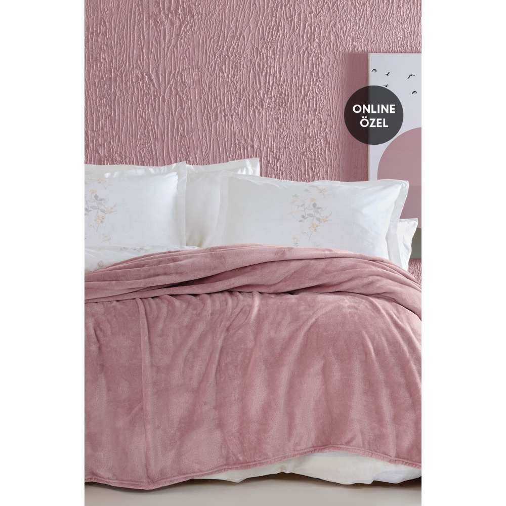 Olenna Çift Kişilik Wellsoft Battaniye - Pudra