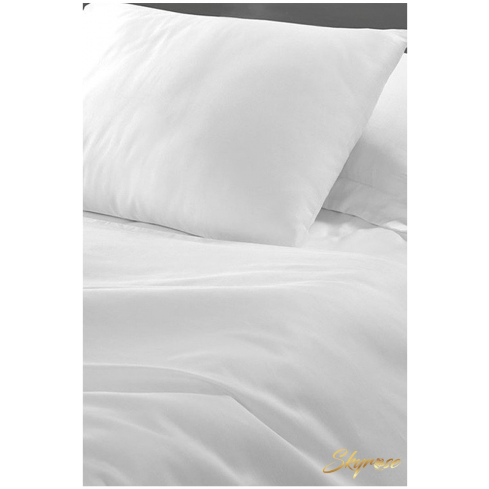 Battal Boy Lastikli Beyaz Otel Çarşaf Seti 57 Tel 180x200 Lastikli Çarşaf Açık Ölçüsü 240x260