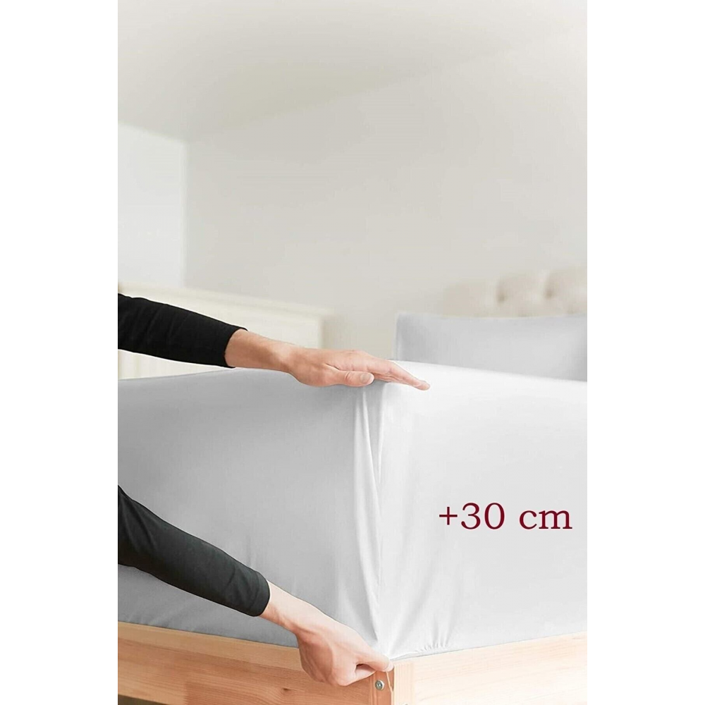 Gri Renk Çift Kişilik Battal Boy Pamuklu Penye Lastikli Çarşaf King 200x200 Cm B.b.pen.003