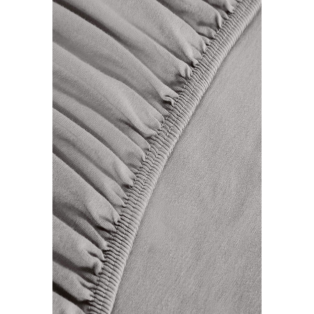 Gri Renk Çift Kişilik Battal Boy Pamuklu Penye Lastikli Çarşaf King 200x200 Cm B.b.pen.003