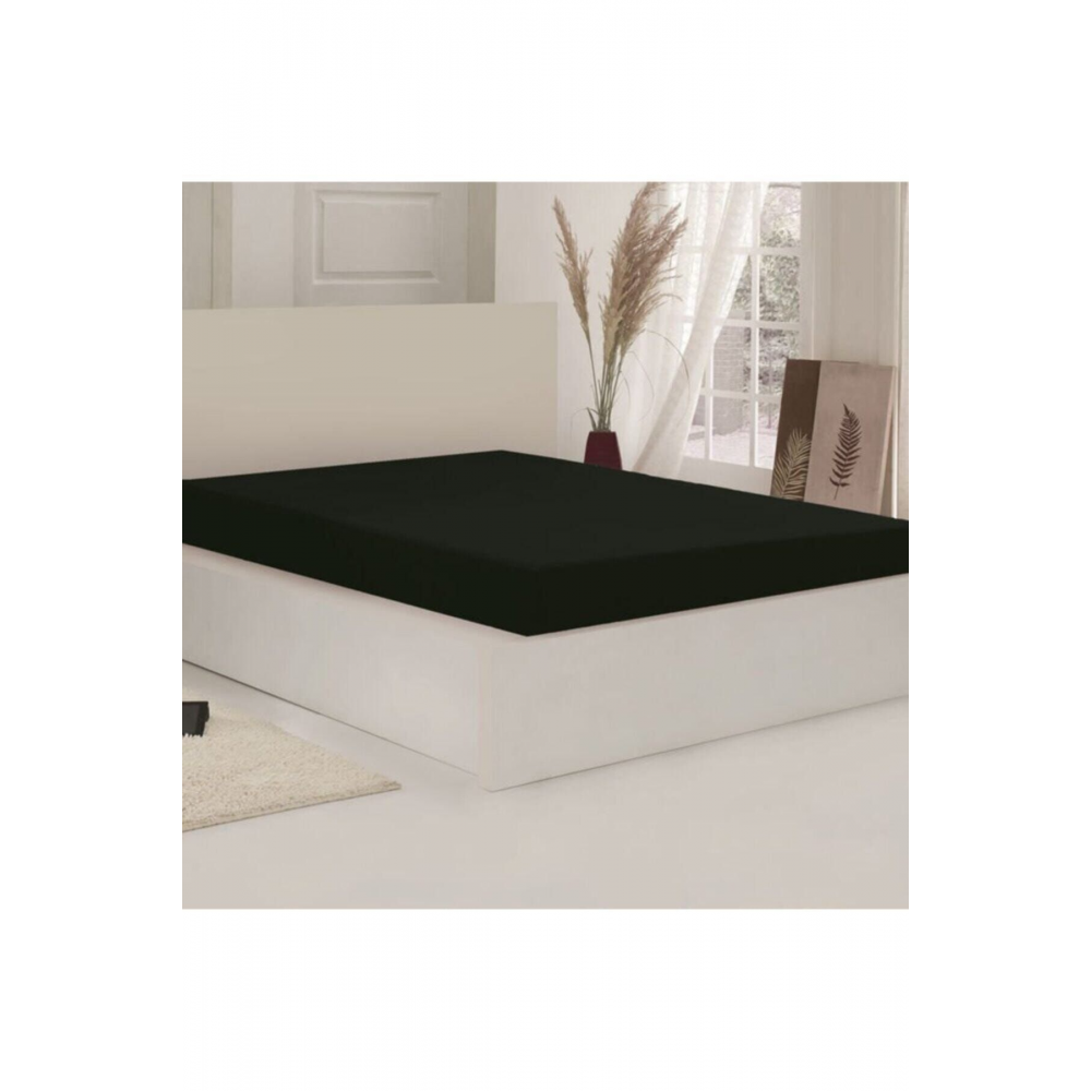 Lastikli Çarşaf Battal Boy Yatak Çarşafı Siyah