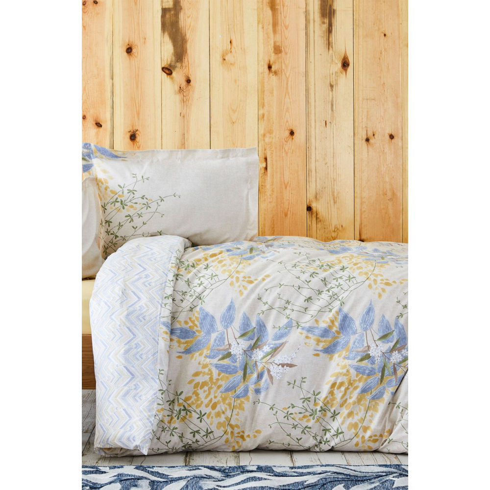 Clarinda Hardal %100 Pamuk Çift Kişilik Lastik Çarşaflı Nevresim Takımı