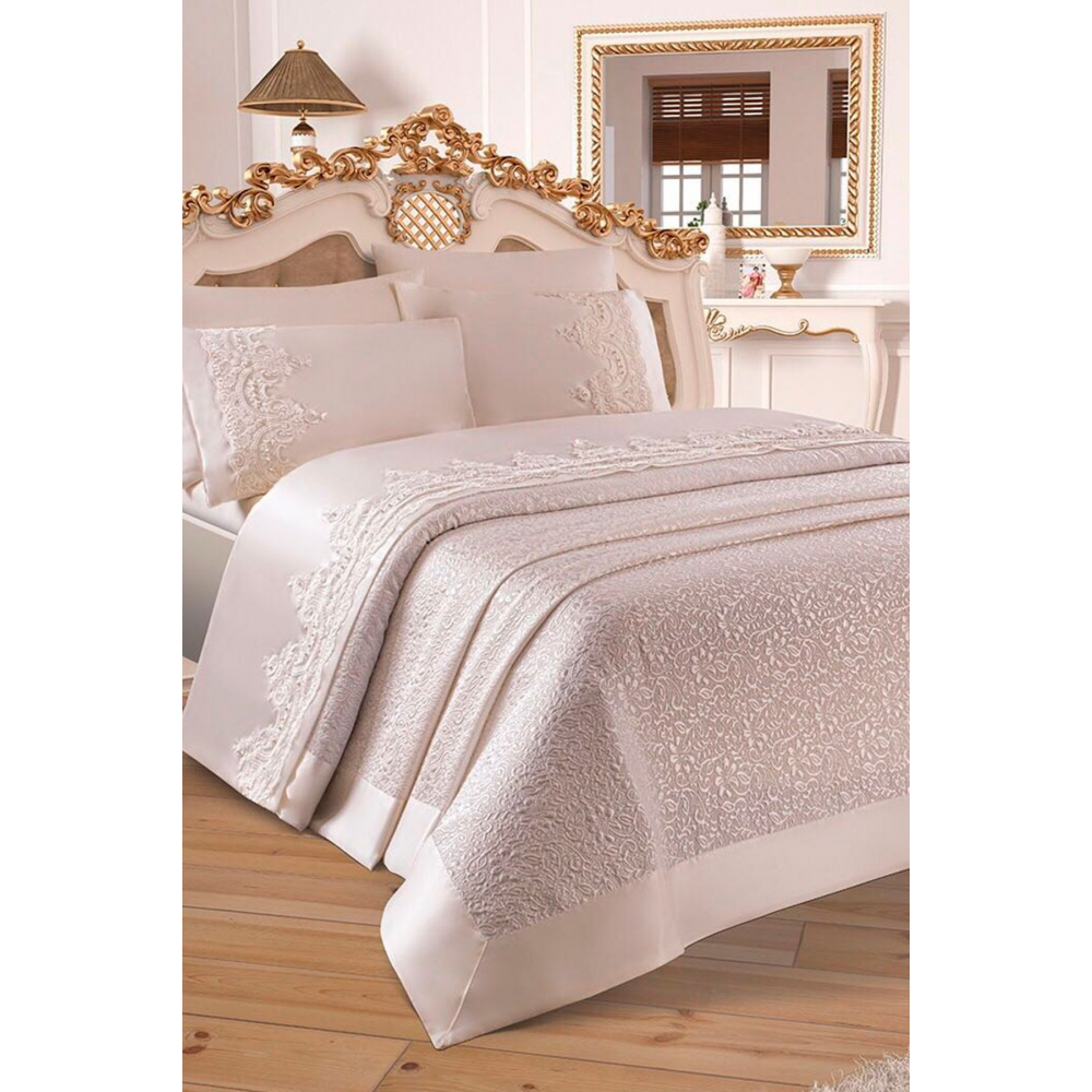 Fransız Güpürlü Diana Pike Takımı Krem 206311