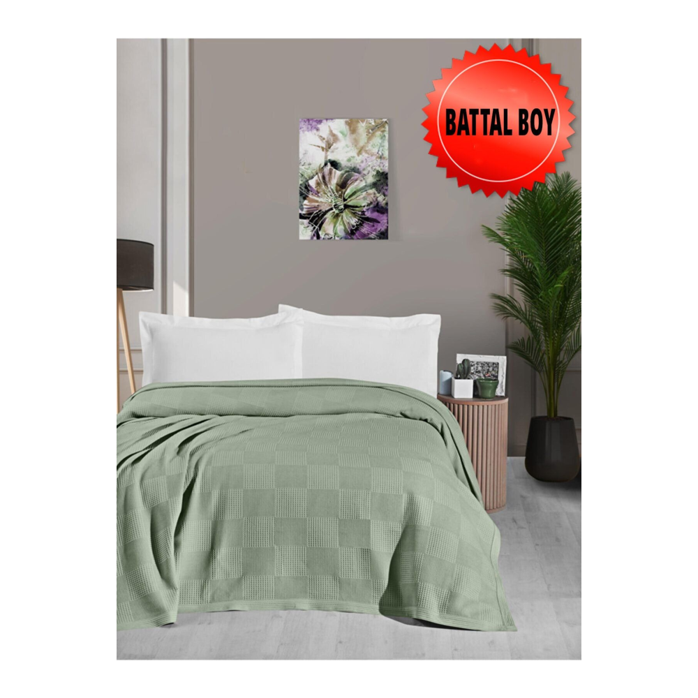 Waflle Desenli Pike Battaniye %100 Pamuk Kalın İplik Yumuşak Battal Boy 240 x 260