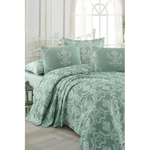 Çift Kişilik Baskılı Pike Takımı Pure SuYeşili