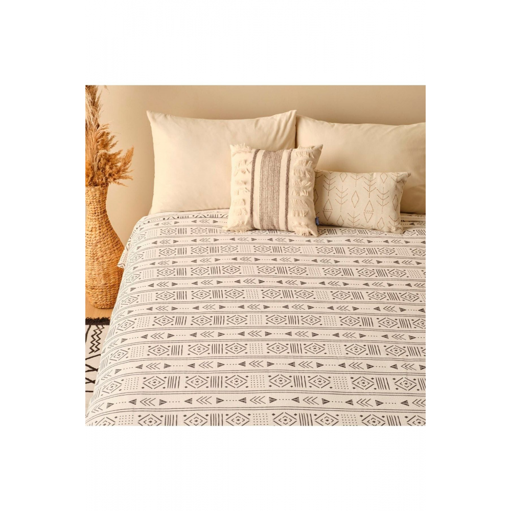 Anchal Pamuklu Tek Kişilik Baskılı Pike Antrasit (150x220 Cm)