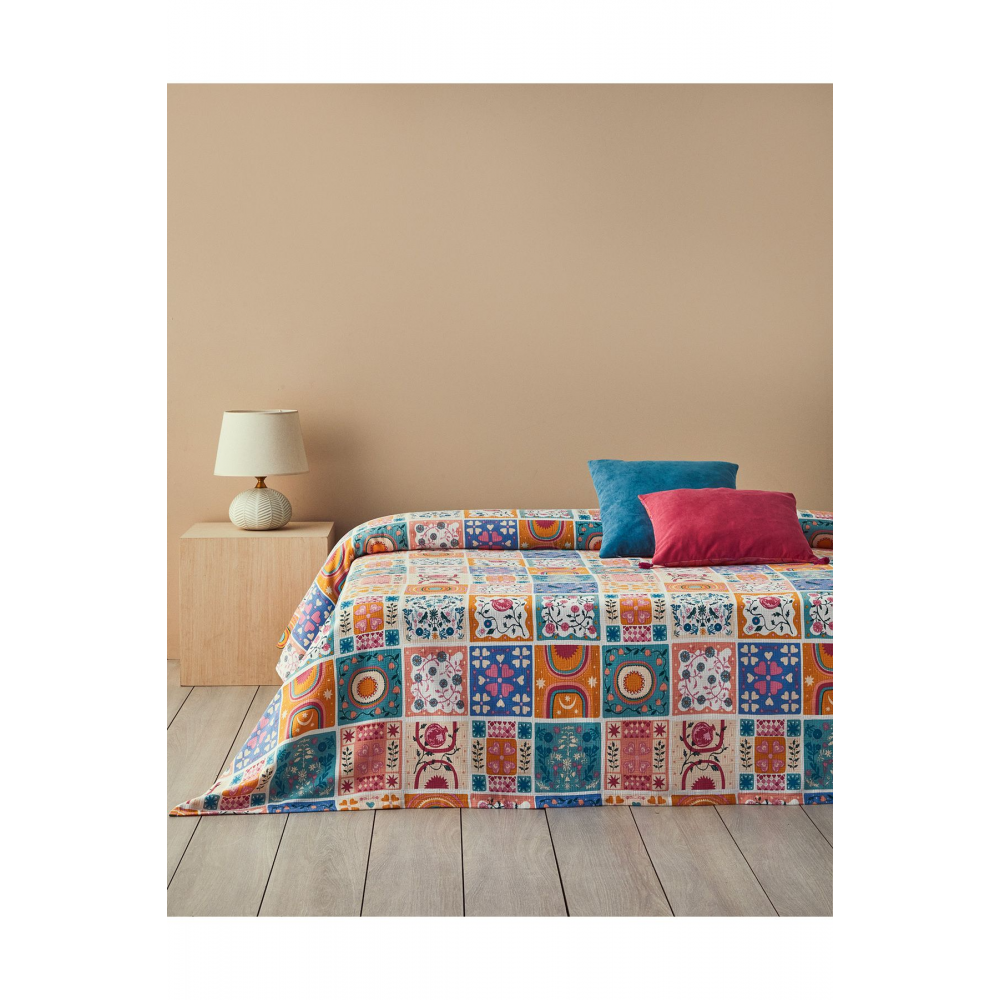 Patchwork Harmony Tek Kişilik Pike Pembe