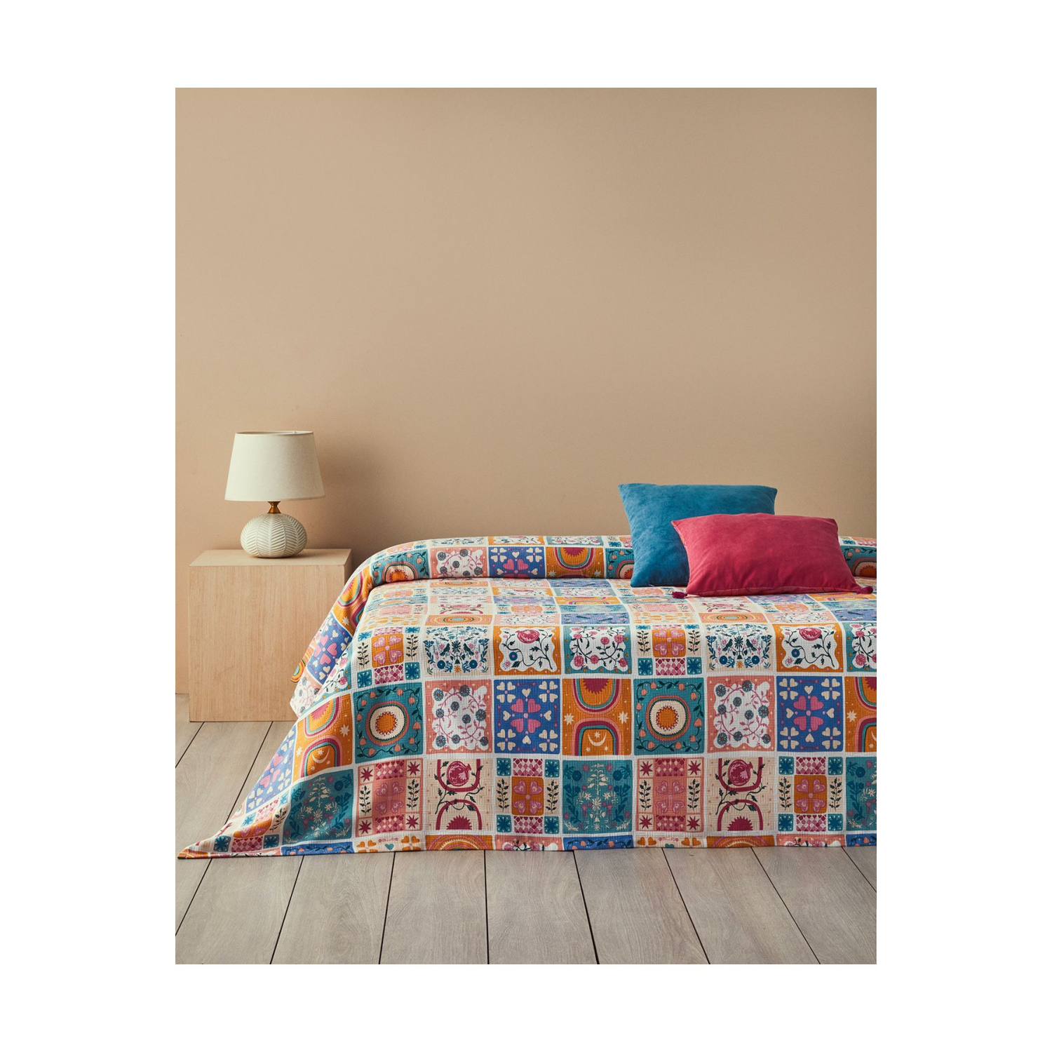 Patchwork Harmony Tek Kişilik Pike Pembe