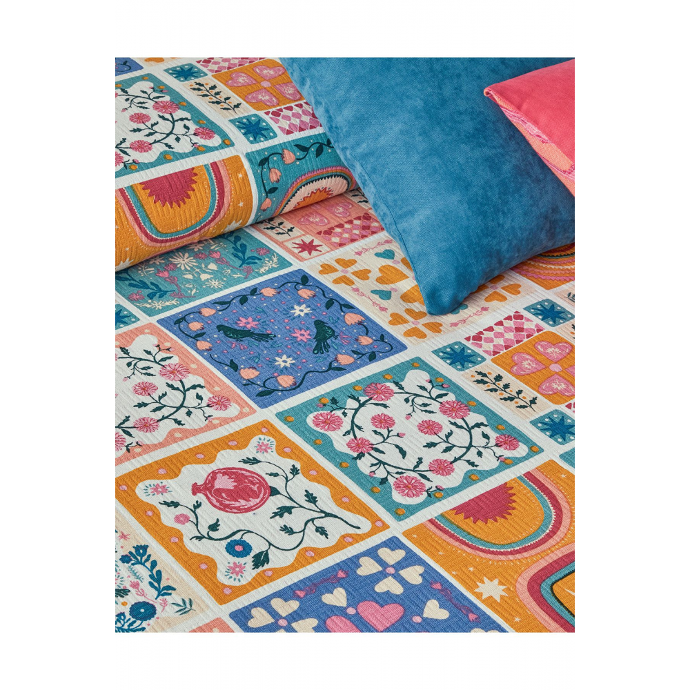 Patchwork Harmony Tek Kişilik Pike Pembe