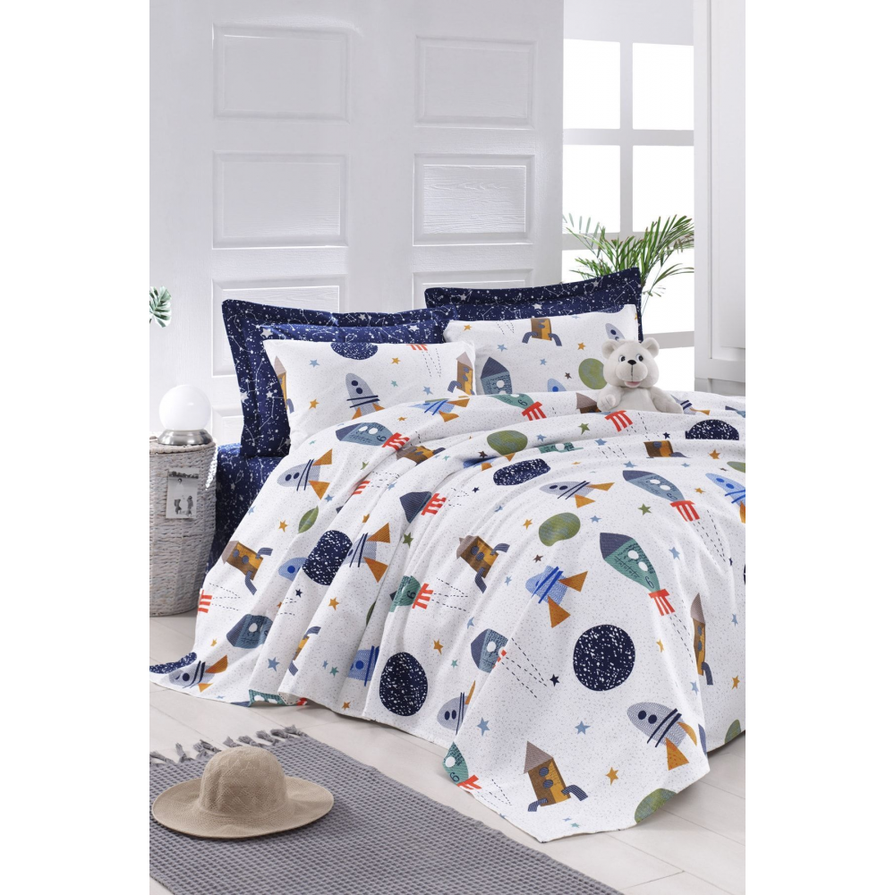 Pike Seti Baskılı Tek Kişilik Spacex Lacivert