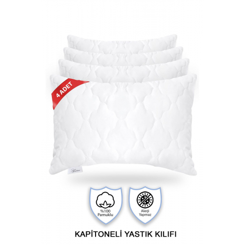 %100 Pamuk Kapitoneli 4’lü Yastık Alezi Koruyucu Kılıf (50X70 CM)
