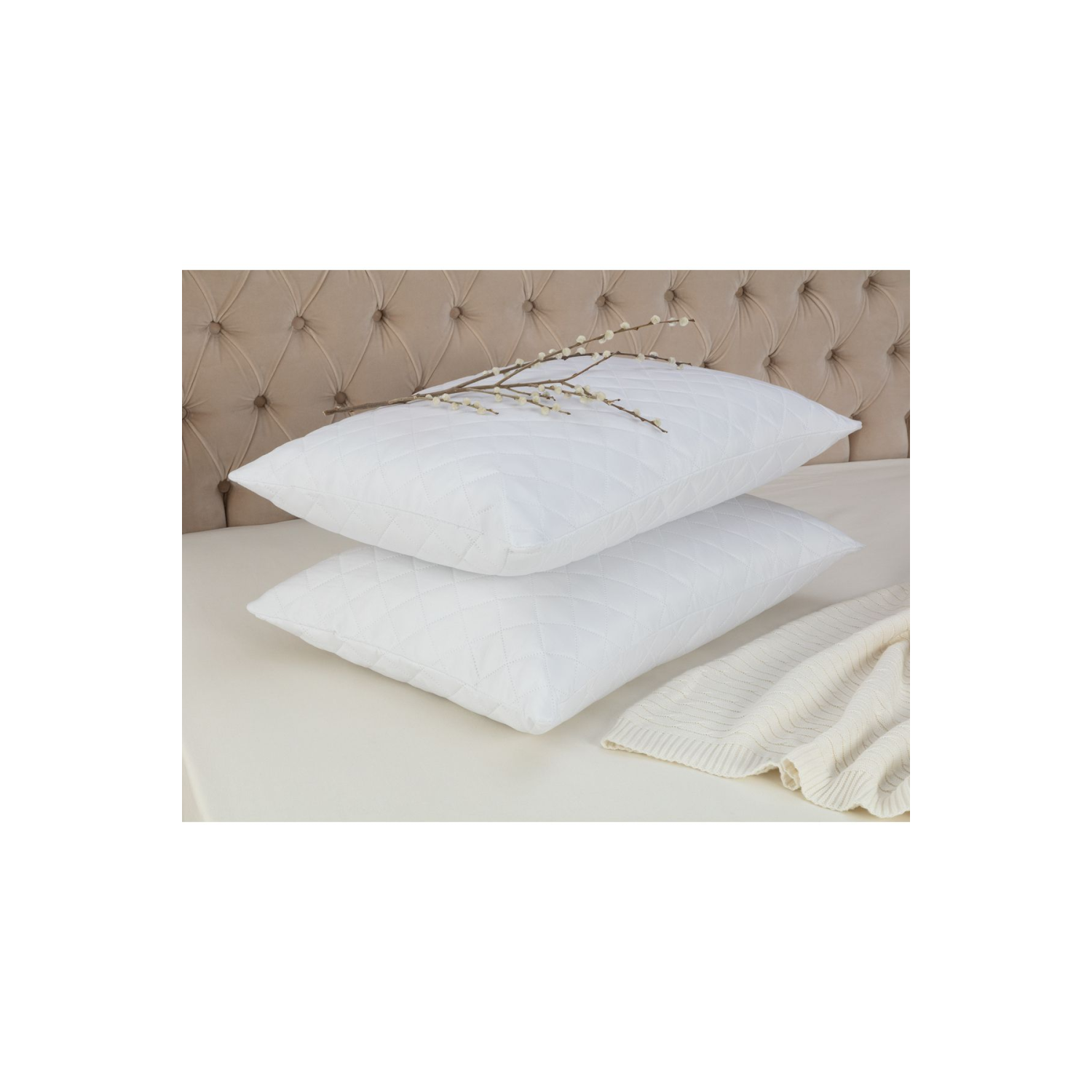 Raison 2 Li Kapitoneli Yastık Alezi - Beyaz - 50x70 Cm