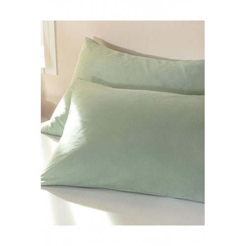 Düz Pamuklu 2'li Yastık Kılıfı Çağla Yeşili