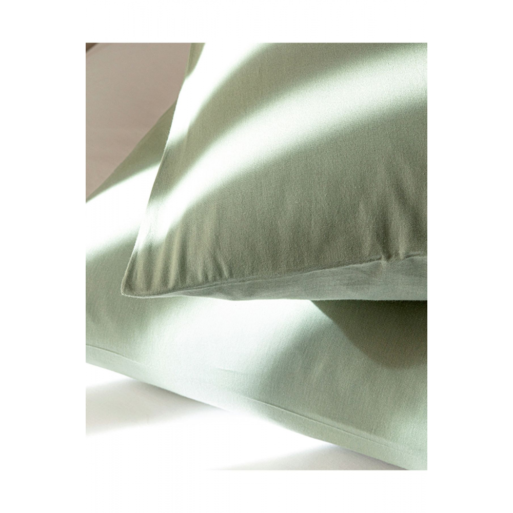 Düz Pamuklu 2'li Yastık Kılıfı Çağla Yeşili