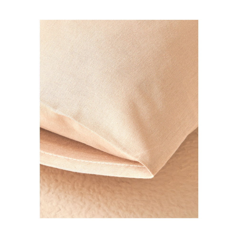 Düz Pamuklu 2'li Yastık Kılıfı Kahve Köpüğü