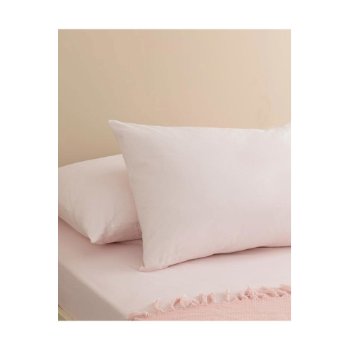 Düz Pamuklu 2'li Yastık Kılıfı Toz Pembe