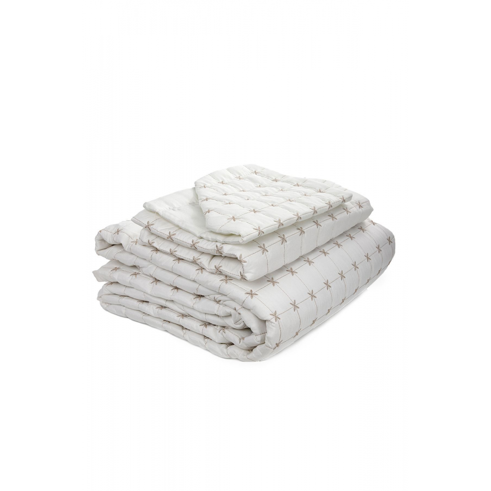 Yıldız Çift Kişilik Kapitoneli Yatak Örtüsü Krem