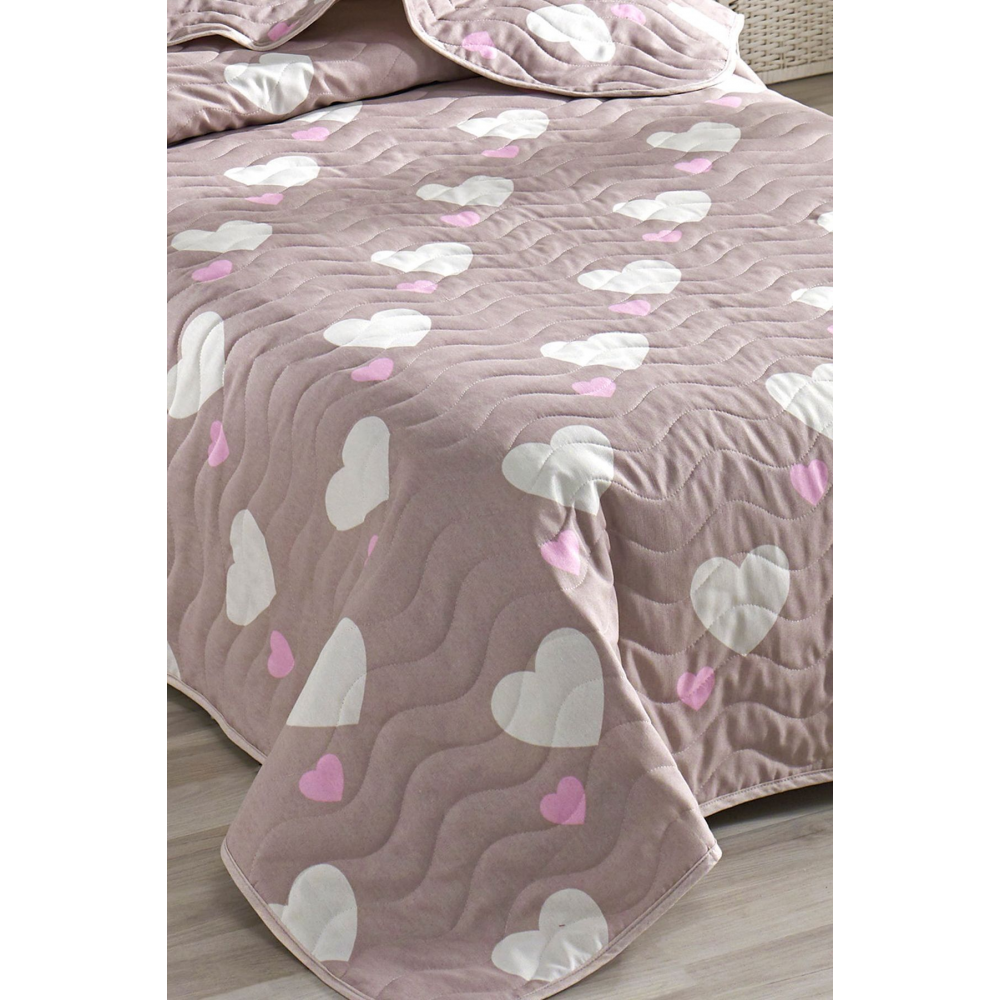 Kapitone Yatak Örtüsü Seti Tek Kişilik Herz Gülkurusu