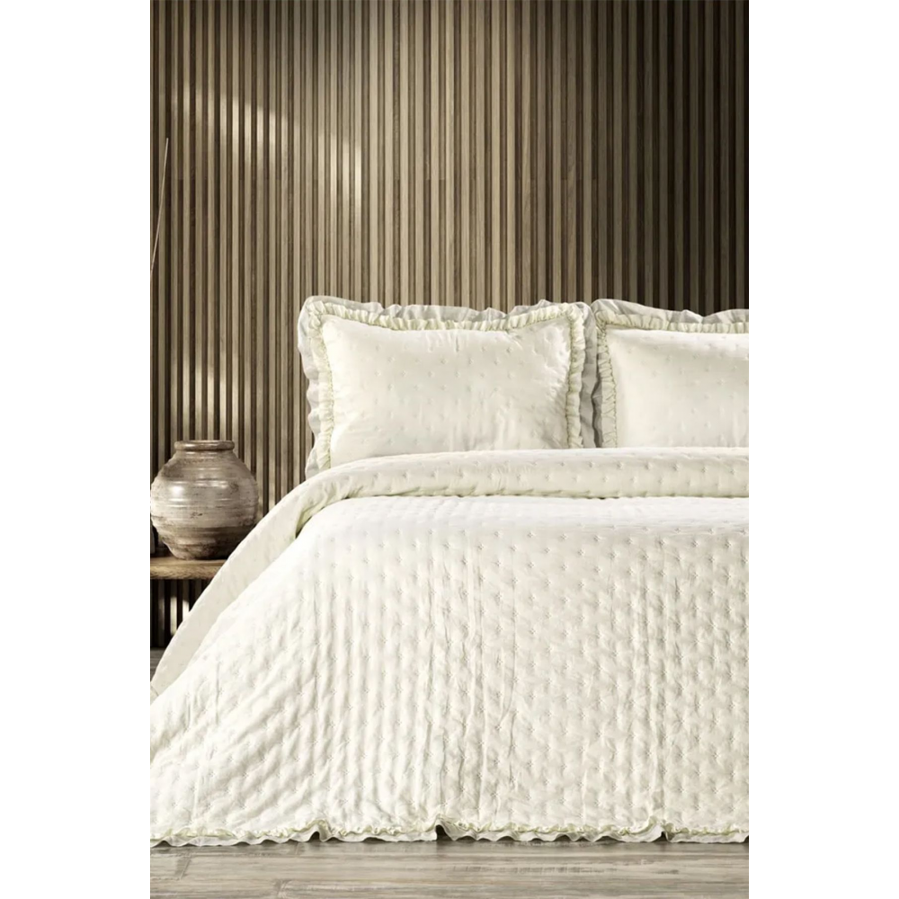 Lima Krem Tek Kişilik Yatak Örtüsü Seti