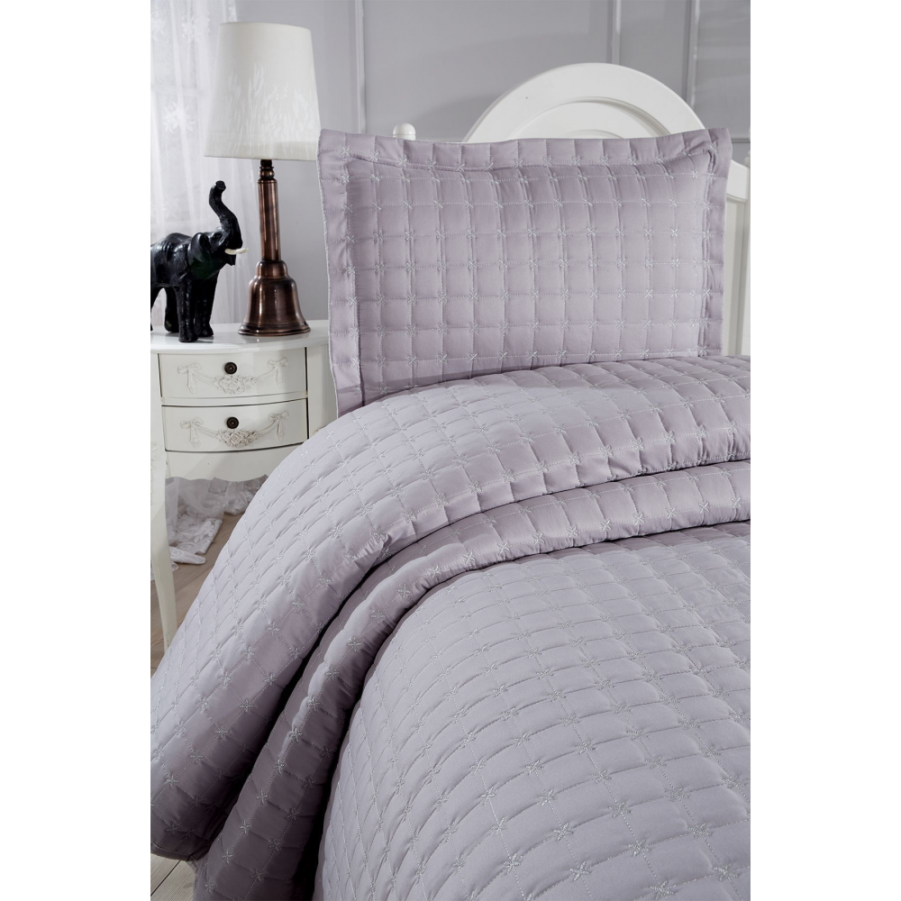 Meltem Tek Kişilik Yatak Örtüsü Gri