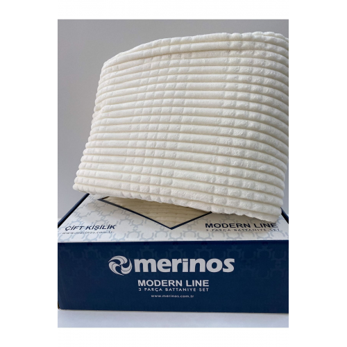 Modern Line 2 Parça Tek Battaniye Seti - Ekru