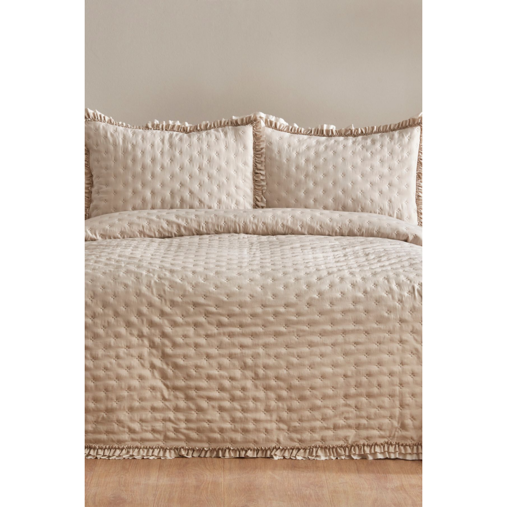 Viona Tek Kişilik Yatak Örtüsü Seti Bej