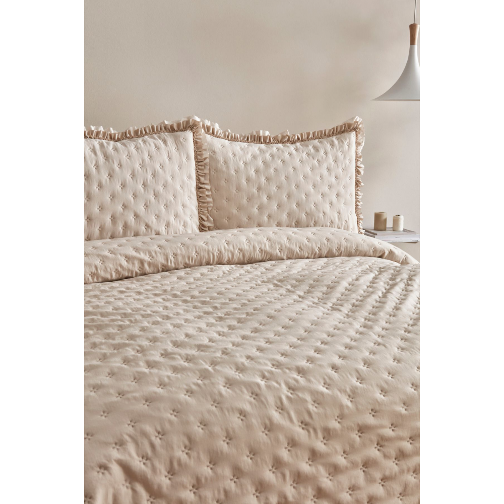 Viona Tek Kişilik Yatak Örtüsü Seti Bej