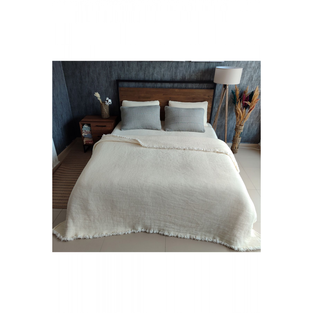 6 Kat Müslin Çift Kişilik 240x260 Yorgan/2 Adet 50x70cm Yastık Kılıfı 6 Katlı Multi Muslin