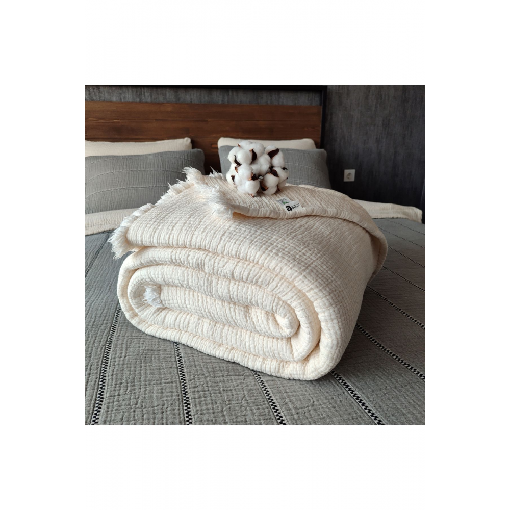 6 Kat Müslin Çift Kişilik 240x260 Yorgan/2 Adet 50x70cm Yastık Kılıfı 6 Katlı Multi Muslin