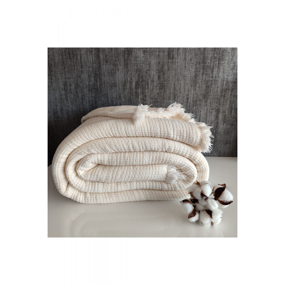 6 Kat Müslin Çift Kişilik 240x260 Yorgan/2 Adet 50x70cm Yastık Kılıfı 6 Katlı Multi Muslin