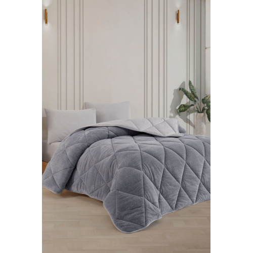 Çift Kişilik Lüx Gri Wellsoft Yorgan Çift Taraflı 195 X 215