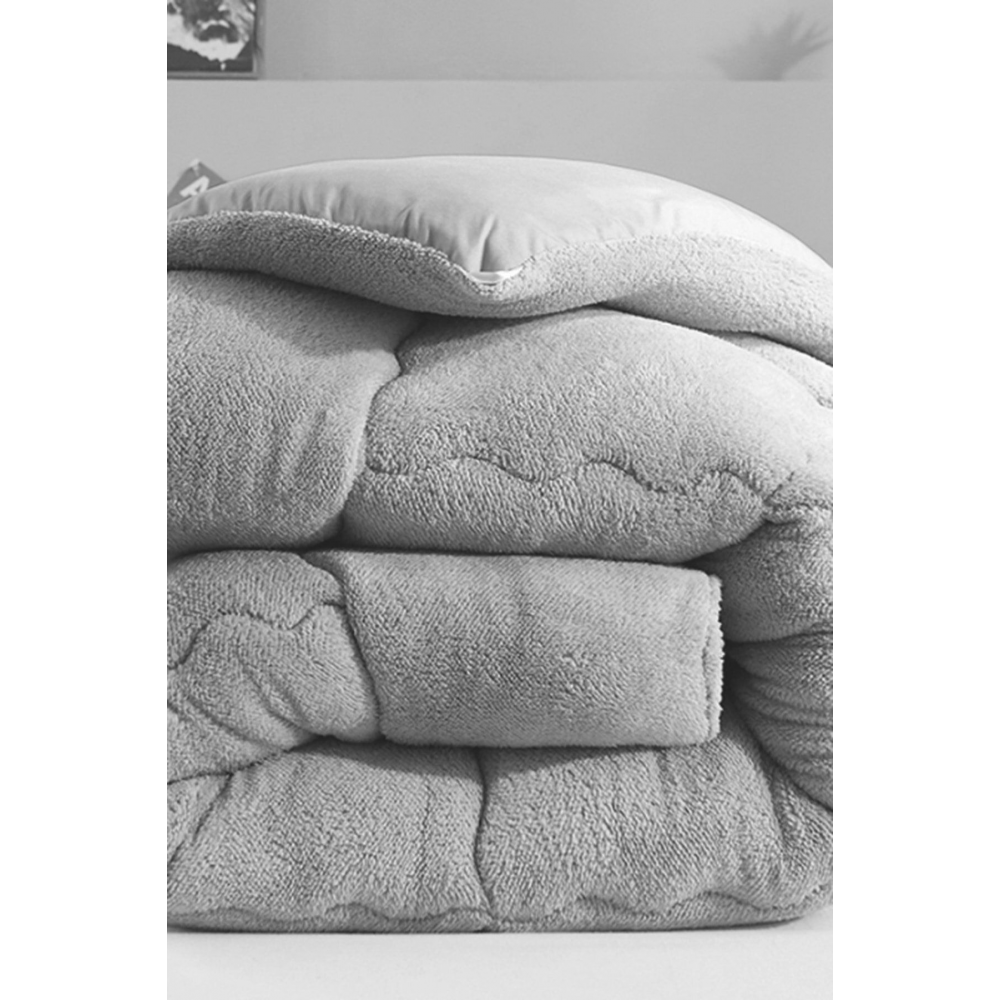 Çift Kişilik Lüx Gri Wellsoft Yorgan Çift Taraflı 195 X 215