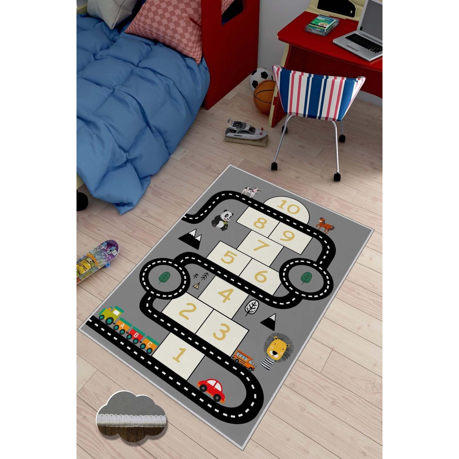 Dekoratif Leke Tutmaz Yıkanabilir Kaydırmaz Modern Çocuk Halısı