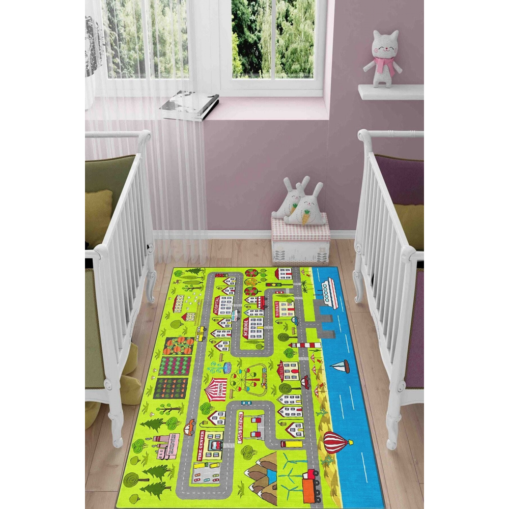 Dekoratif Özel Tasarım Ince Yıkanabilir Leke Tutmaz Modern Çocuk Halısı