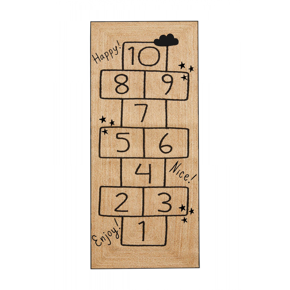 Dijital Kaymaz Yıkanabilir Jüt Görünümlü Seksek Çocuk Halısı Çocuk Oyun Halısı Çocuk Odası Dekor