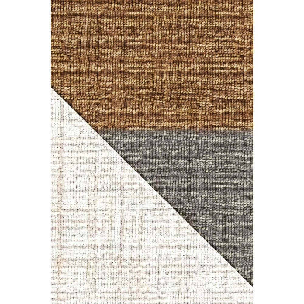 91-süngerli Kahveli Bejli Büyük Üçgen Gemotrik Desenli Kaymaz Lastikli Halı Örtüsü