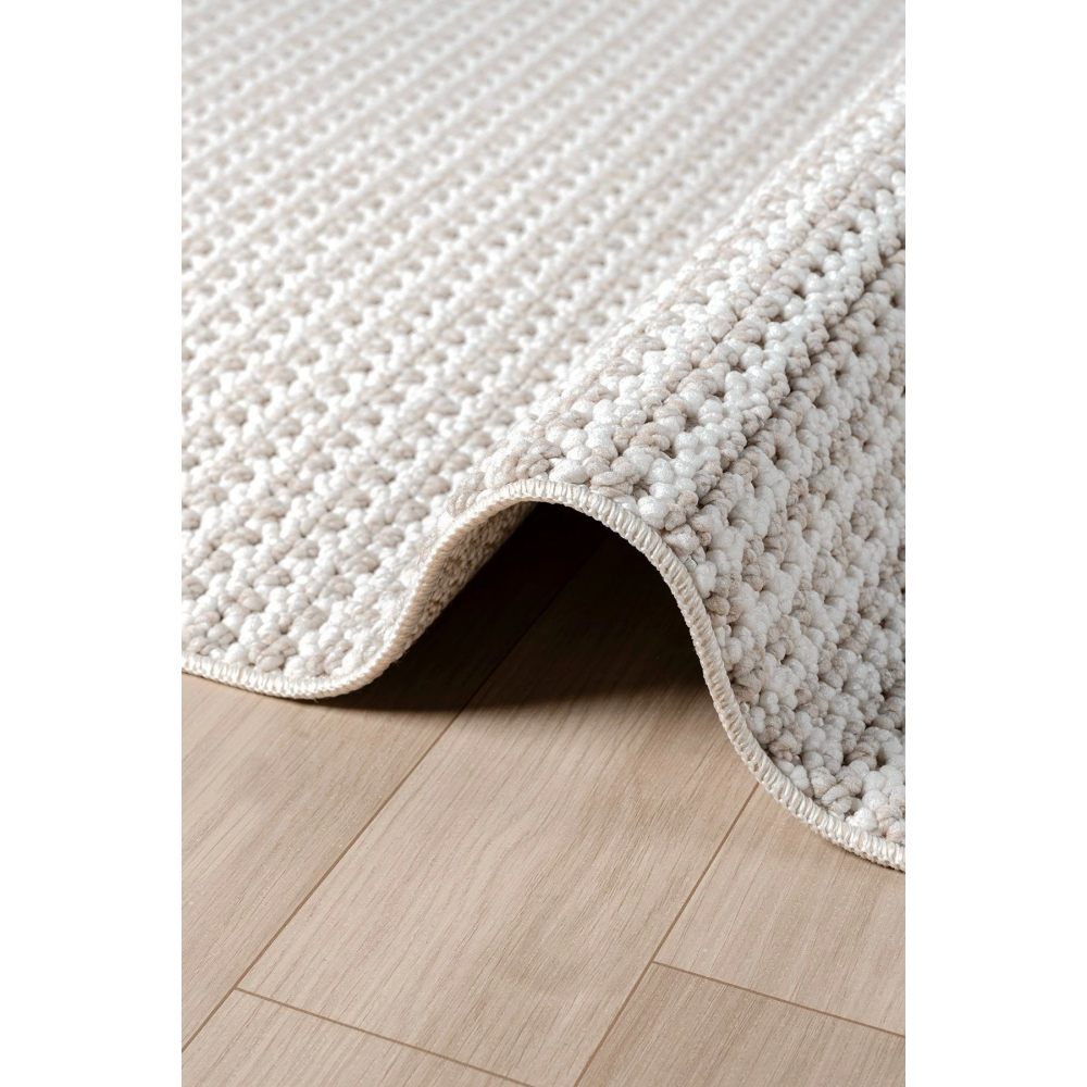 Beyaz Bej Yumuşak Dokulu Halı Kilim Salon Mutfak Koridor Yolluk Dokuma Makine Halısı 006