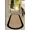 Dijital Kaymaz Yıkanabilir Siyah Jüt Görünümlü Oval Salon Halısı Mutfak Halısı Koridor Halısı Yolluk