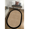 Dijital Kaymaz Yıkanabilir Siyah Jüt Görünümlü Oval Salon Halısı Mutfak Halısı Koridor Halısı Yolluk