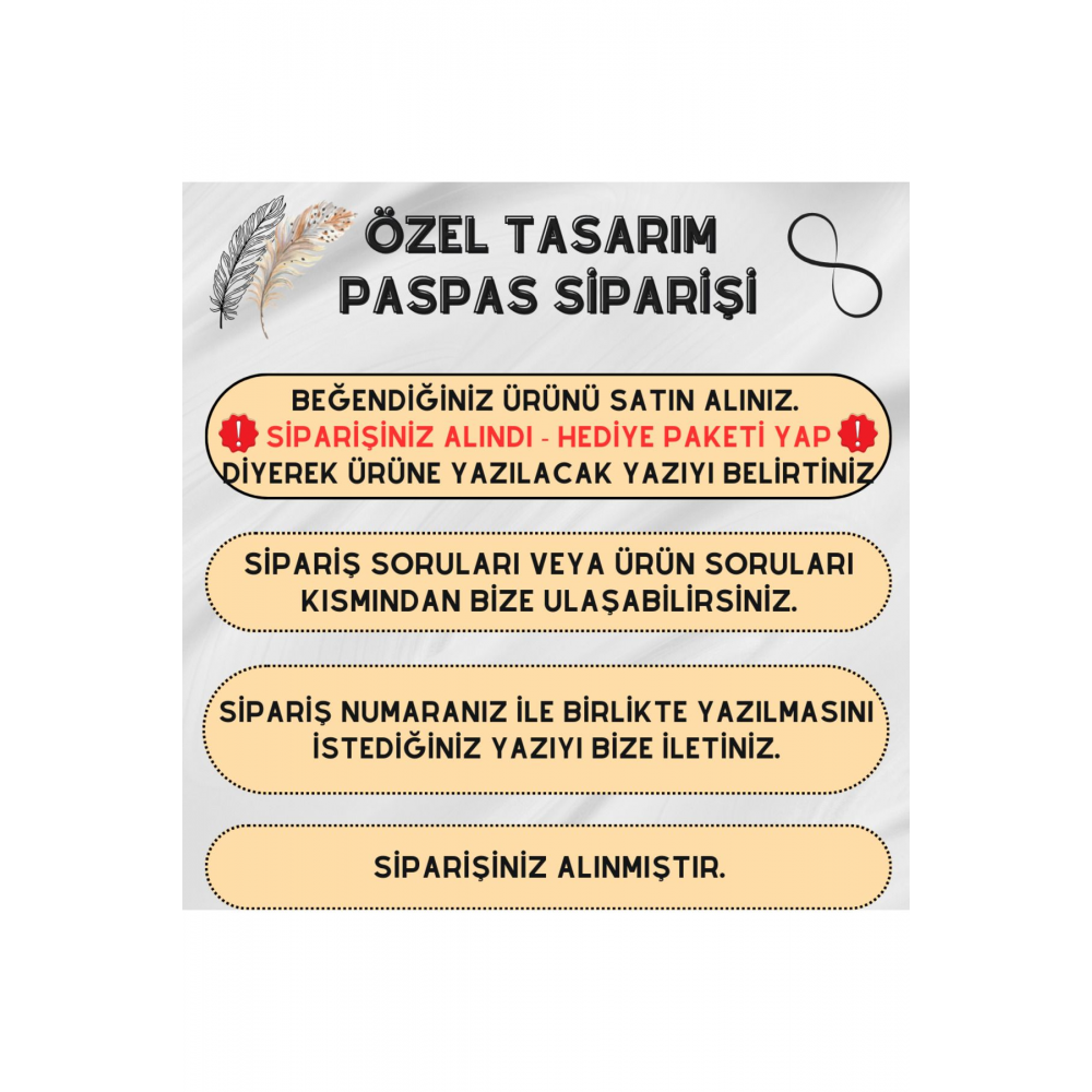 Modern Dijital Baskı - Kişiye Özel Tasarım Paspas 70x45cm - Çeyiz Kapi Onu Paspasi